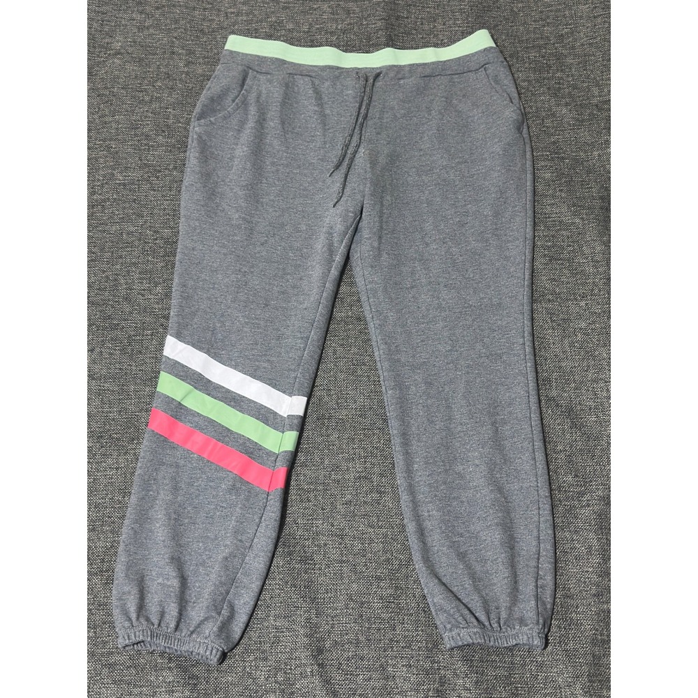 Jessica Simpson Womens XL Sweatpants The Warmup Gray Striped Joggers